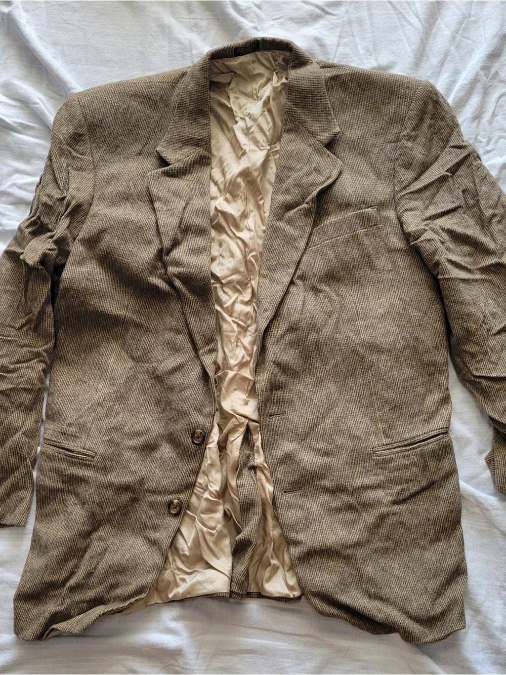 Men's Tweed Sport Coat with Cream Satin Lining